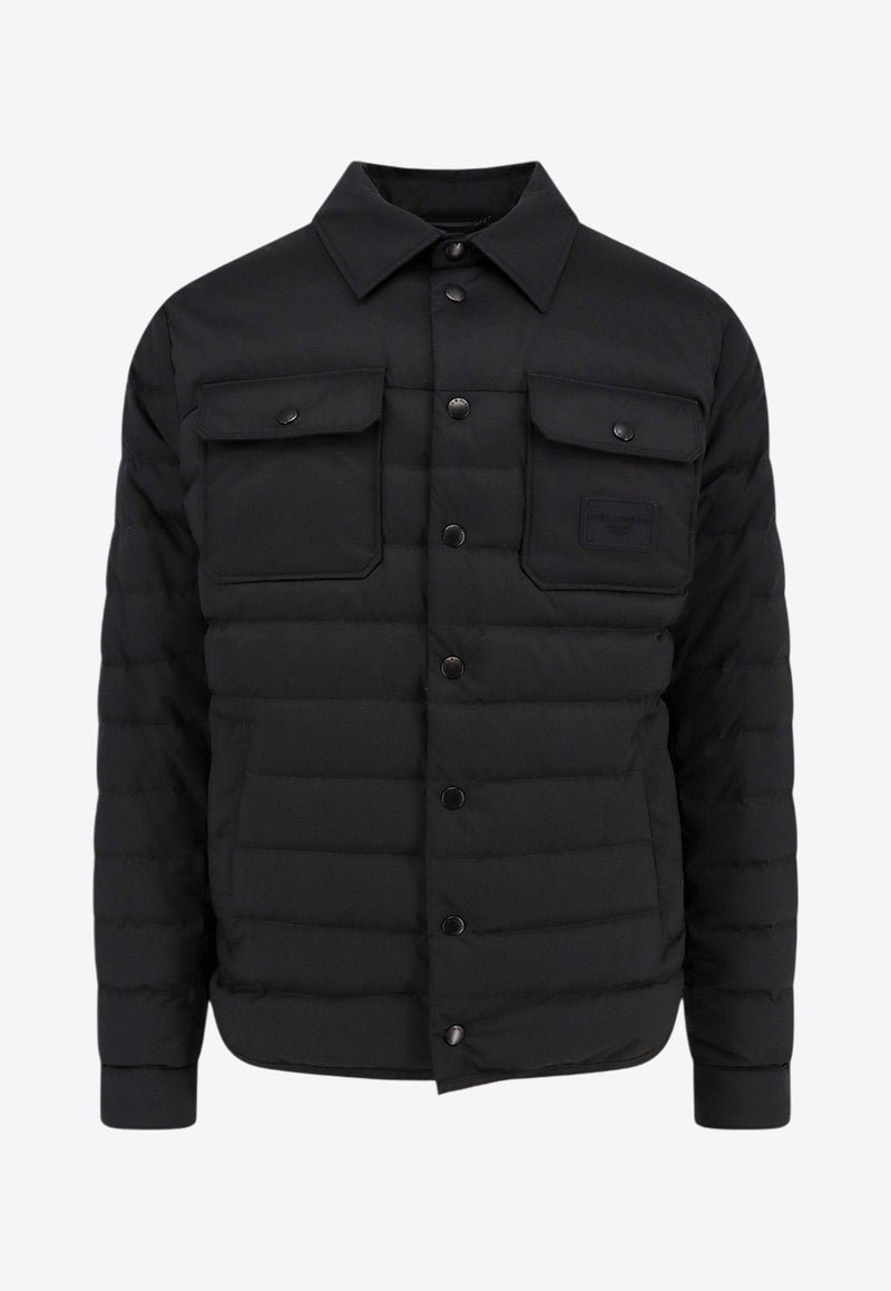 Dolce 
Gabbana Logo Patch Quilted Down Jacket Black G9BBWTFUS0D_N0000