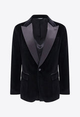 Dolce 
Gabbana Single-Breasted Velvet Tuxedo Blazer Black G2TV9TFUVG7_N0000