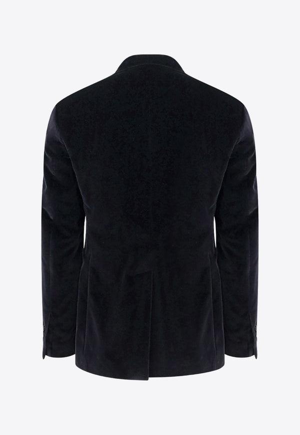 Dolce 
Gabbana Single-Breasted Velvet Tuxedo Blazer Black G2TV9TFUVG7_N0000