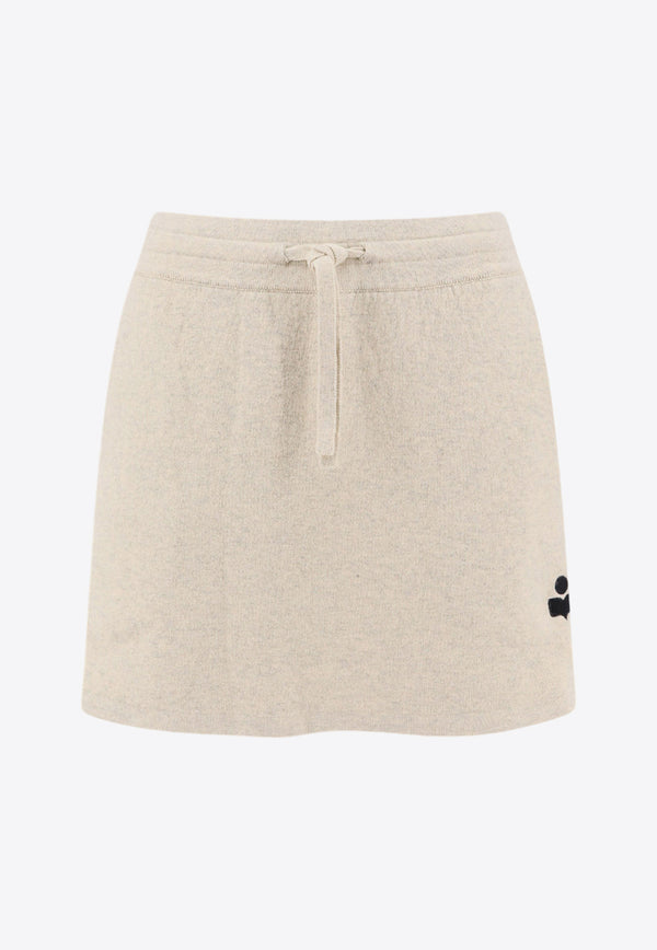 Isabel Marant Etoile Amaline Logo-Patch Mini Skirt Beige JU0238FAA3L75E_02LY