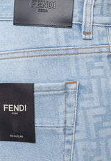 Fendi FF Logo Tapered Jeans Blue FLP288AS04_F1ILO