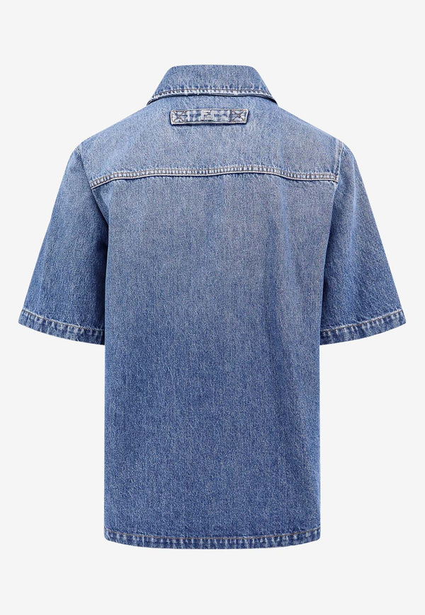 Fendi Short-Sleeved Denim Shirt Blue FW1315AS02_F0RBB