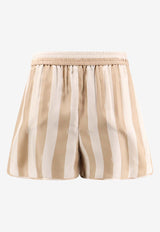 Fendi Striped Silk Shorts Beige FR6259AWZV_F1P2V