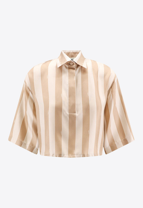 Fendi Pequin Stripes Cropped Shirt Beige FS8185AWZV_F1P2V