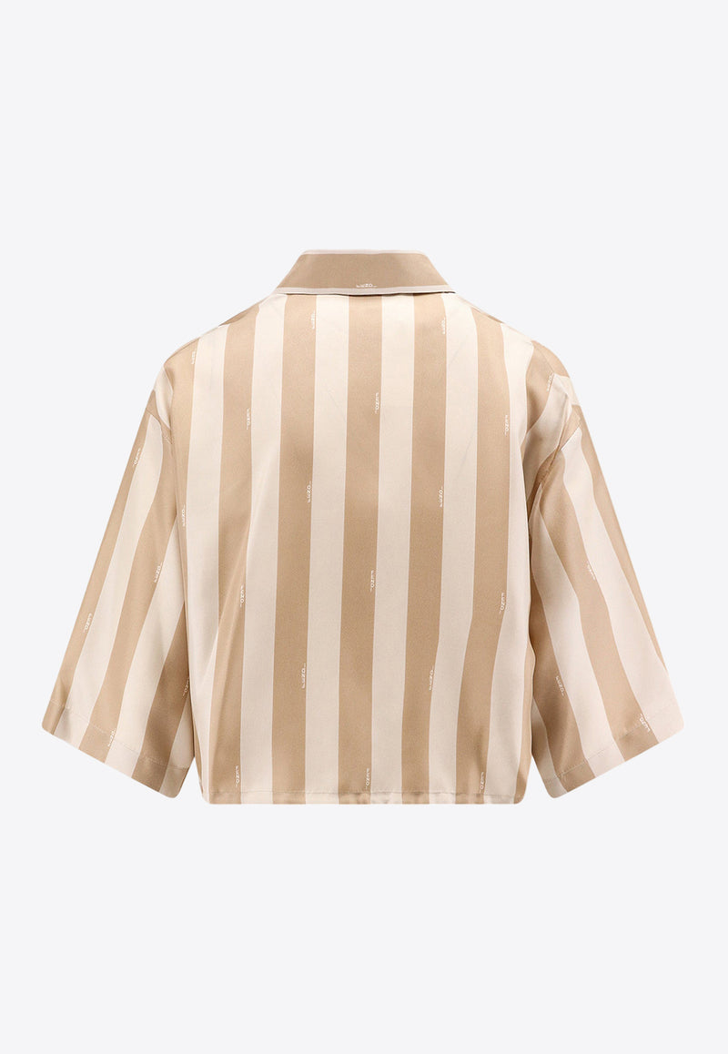 Fendi Pequin Stripes Cropped Shirt Beige FS8185AWZV_F1P2V