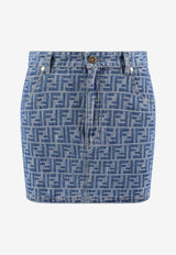 Fendi FF Jacquard Mini Denim Skirt Blue FLQ583AS8K_F1P2O