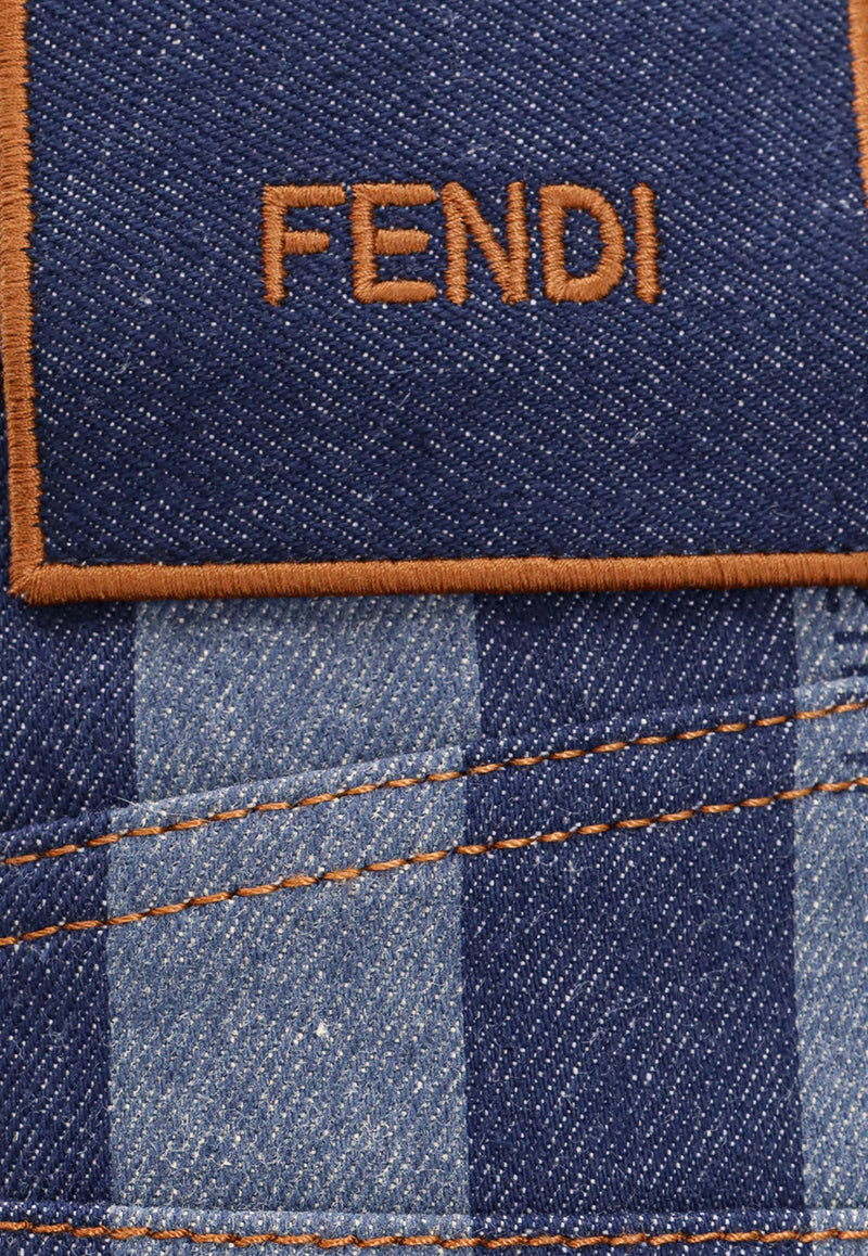 Fendi Pequin Stripes Mini Denim Shorts Blue FLP839AS8J_F0QB0