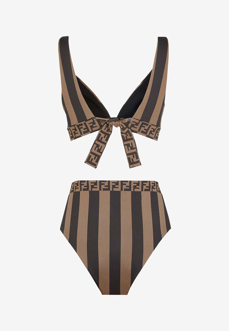 Fendi FF Jacquard Stripe Pequin Bikini Brown FXBA26AQBZ_F13IZ