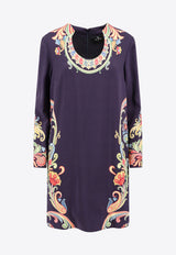 Etro Long-Sleeved Printed Mini Dress Blue WRHA015499SPD73_X0887