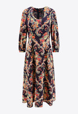 Etro Paisley Print Midi Dress Multicolor WRHA015699SASE8_X0887