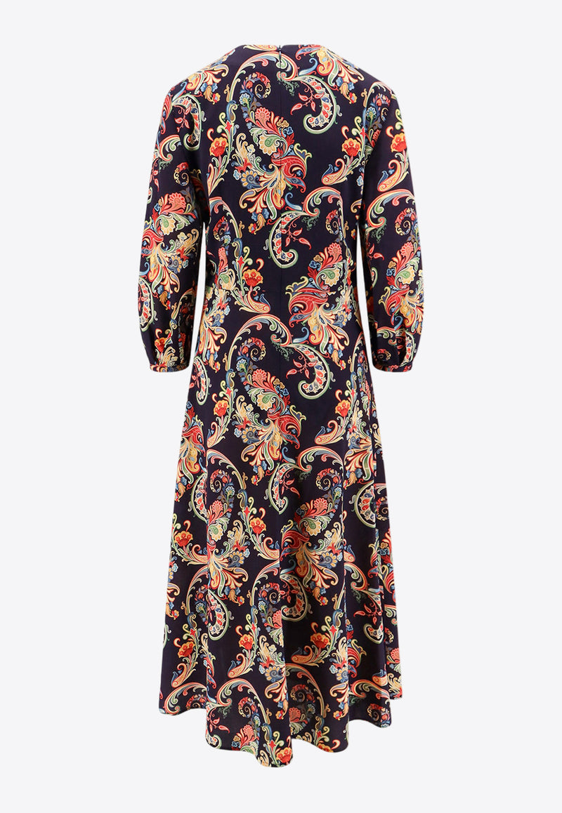 Etro Paisley Print Midi Dress Multicolor WRHA015699SASE8_X0887