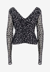 Dolce 
Gabbana Polka Dot Tulle Wrap Blouse Black F7AB5TFSRP2_HNBDW