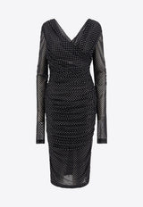 Dolce 
Gabbana Polka Dots Tulle Draped Midi Dress Black F6JIYTFSRP1_HN56W