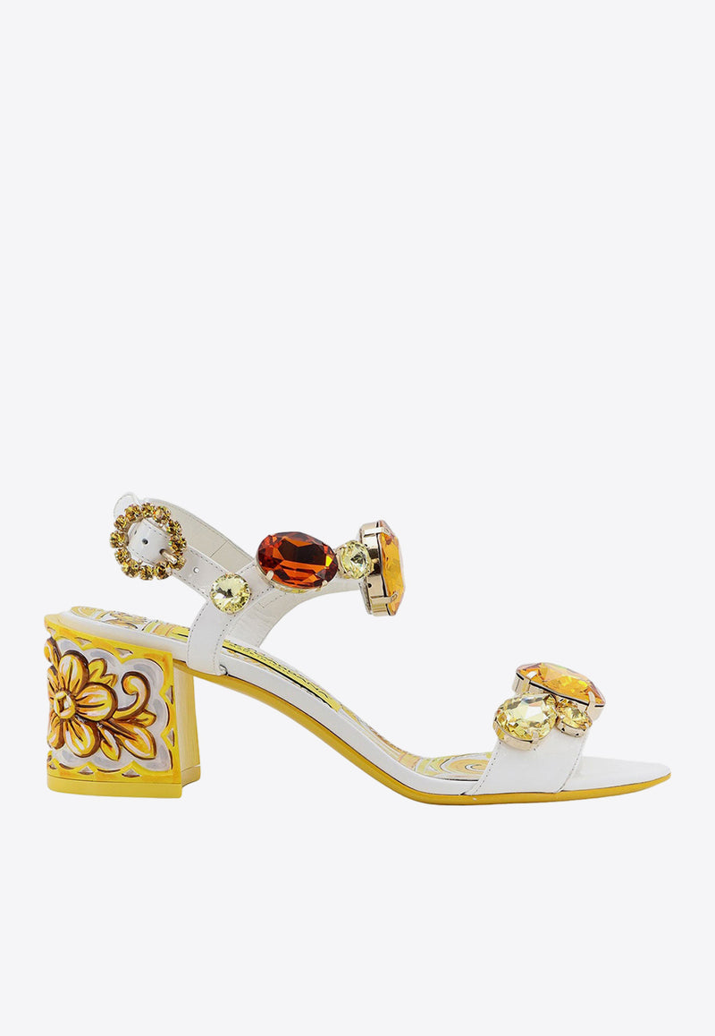 Dolce 
Gabbana Keira 60 Embellished Sandals in Patent Leather White CR1733AT848_8V135