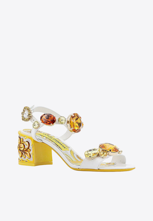 Dolce 
Gabbana Keira 60 Embellished Sandals in Patent Leather White CR1733AT848_8V135