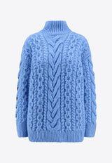 Stella McCartney Two-Tone Cable Knit Oversized Sweater Blue 6K08373S2516_8490