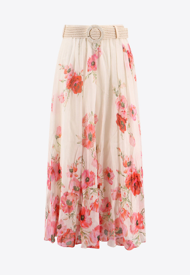 Zimmermann Lightburst Floral Maxi Skirt Beige 1134SSS246_CRERFL