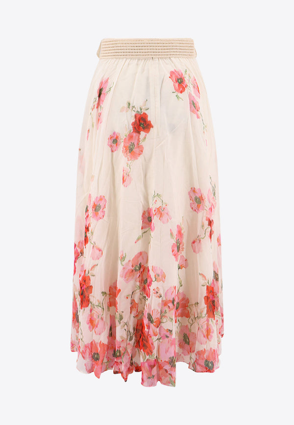 Zimmermann Lightburst Floral Maxi Skirt Beige 1134SSS246_CRERFL