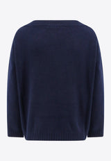 Valentino V Detail Cashmere Sweater Blue 5B3KC58B8NW_598