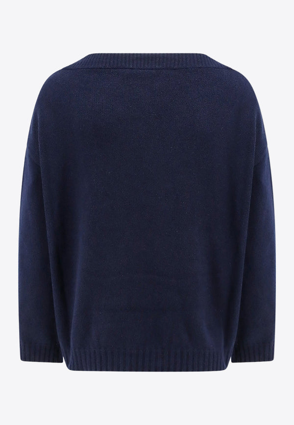 Valentino V Detail Cashmere Sweater Blue 5B3KC58B8NW_598