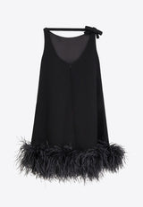 Valentino Feather-Trimmed Mini Dress Black 5B3VA9P08HF_0NO