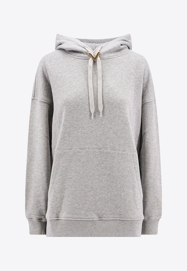 Valentino V Detailed Hooded Sweatshirt Gray 5B3MF23M8ST_080