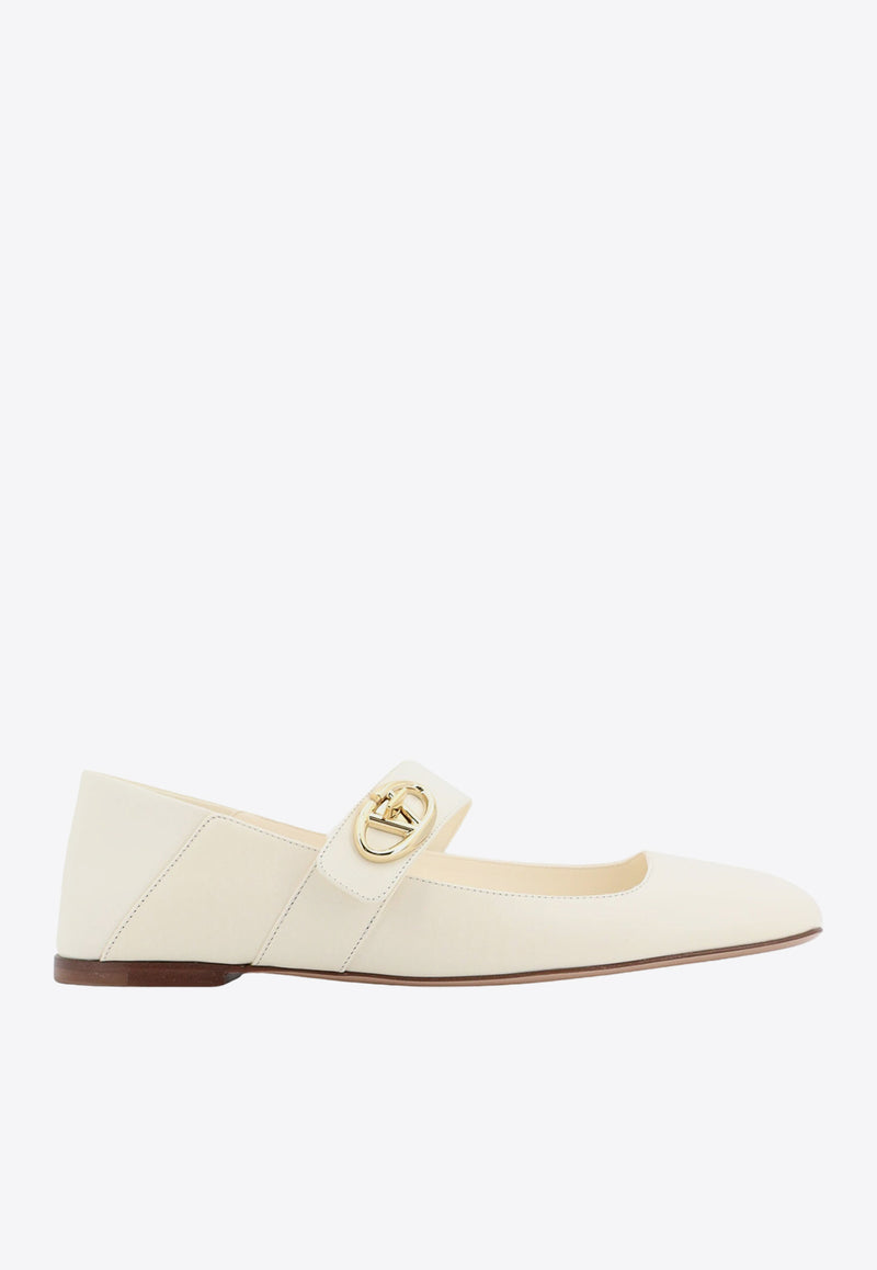 Valentino VLogo Locker Mary-Jane Ballet Flats Ivory 5W2S0JV2EEY_098