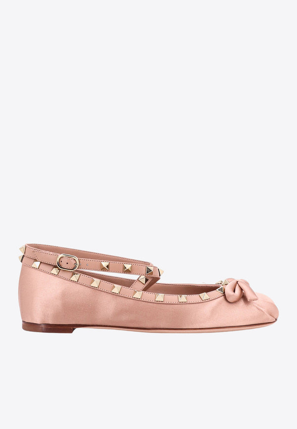 Valentino Rockstud Satin Ballet Flats Pink 5W2S0HB6SWH_GF9