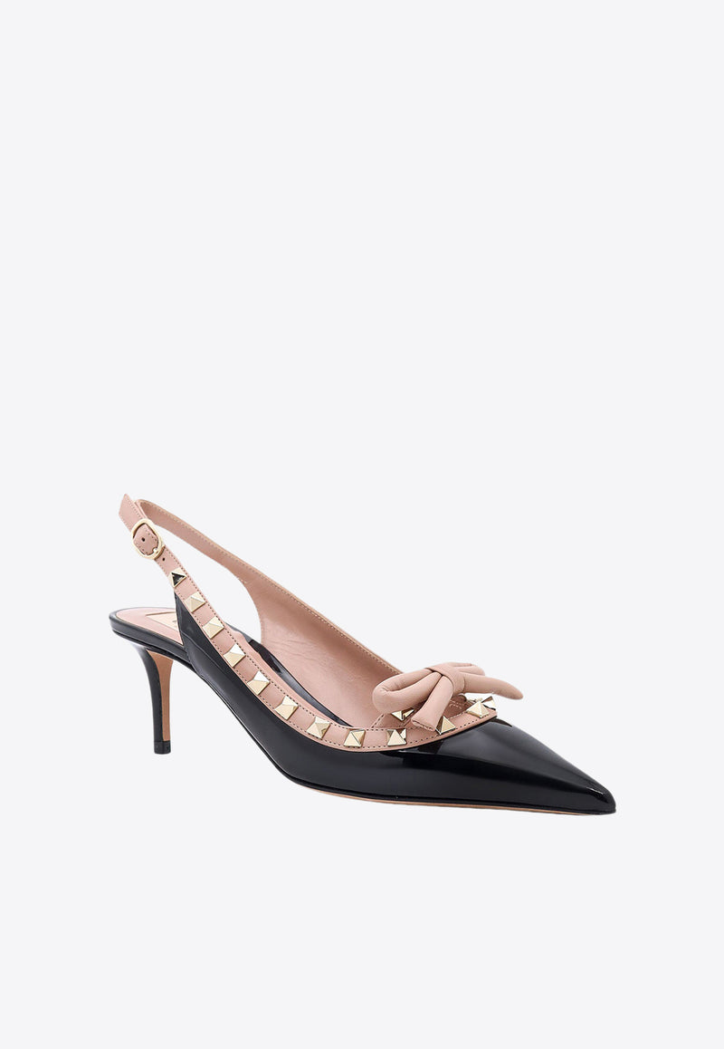 Valentino Rockstud Bow 60 Slingback Pumps Black 5W2S0IB8TZE_N71