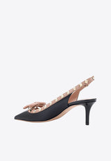 Valentino Rockstud Bow 60 Slingback Pumps Black 5W2S0IB8TZE_N71