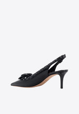 Valentino Rockstud Bow 60 Slingback Pumps in Patent Leather Black 5W2S0IB8IXH_0NO