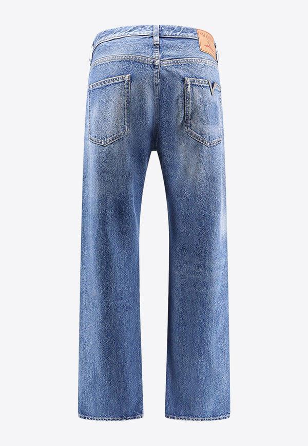 Valentino V Detail Straight-Leg Jeans Blue 5V3DE03RAA6_558