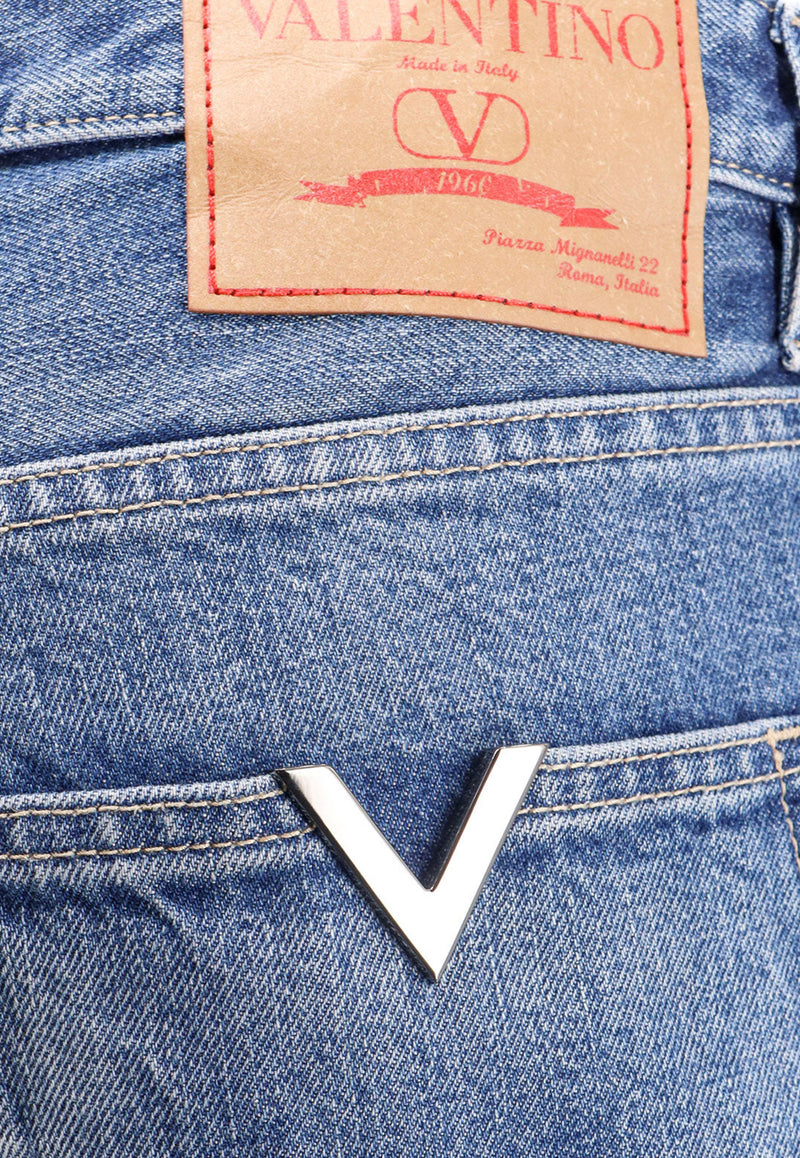 Valentino V Detail Straight-Leg Jeans Blue 5V3DE03RAA6_558