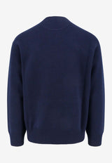 Valentino Embroidered Logo Wool Sweater Blue 5V3KC30AACF_598