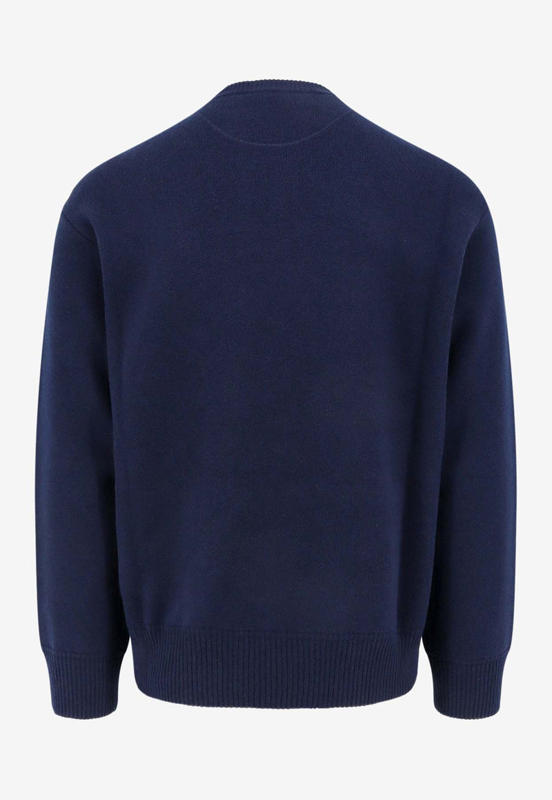 Valentino Embroidered Logo Wool Sweater Blue 5V3KC30AACF_598