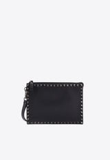 Valentino Rockstud Leather Clutch Black 5Y2P0U47VAP_0NO