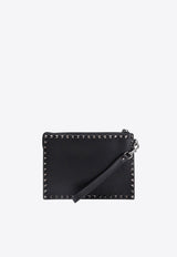 Valentino Rockstud Leather Clutch Black 5Y2P0U47VAP_0NO