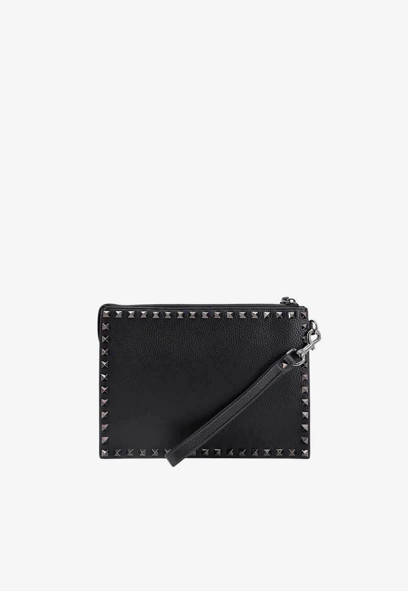 Valentino Rockstud Leather Clutch Black 5Y2P0U47VAP_0NO