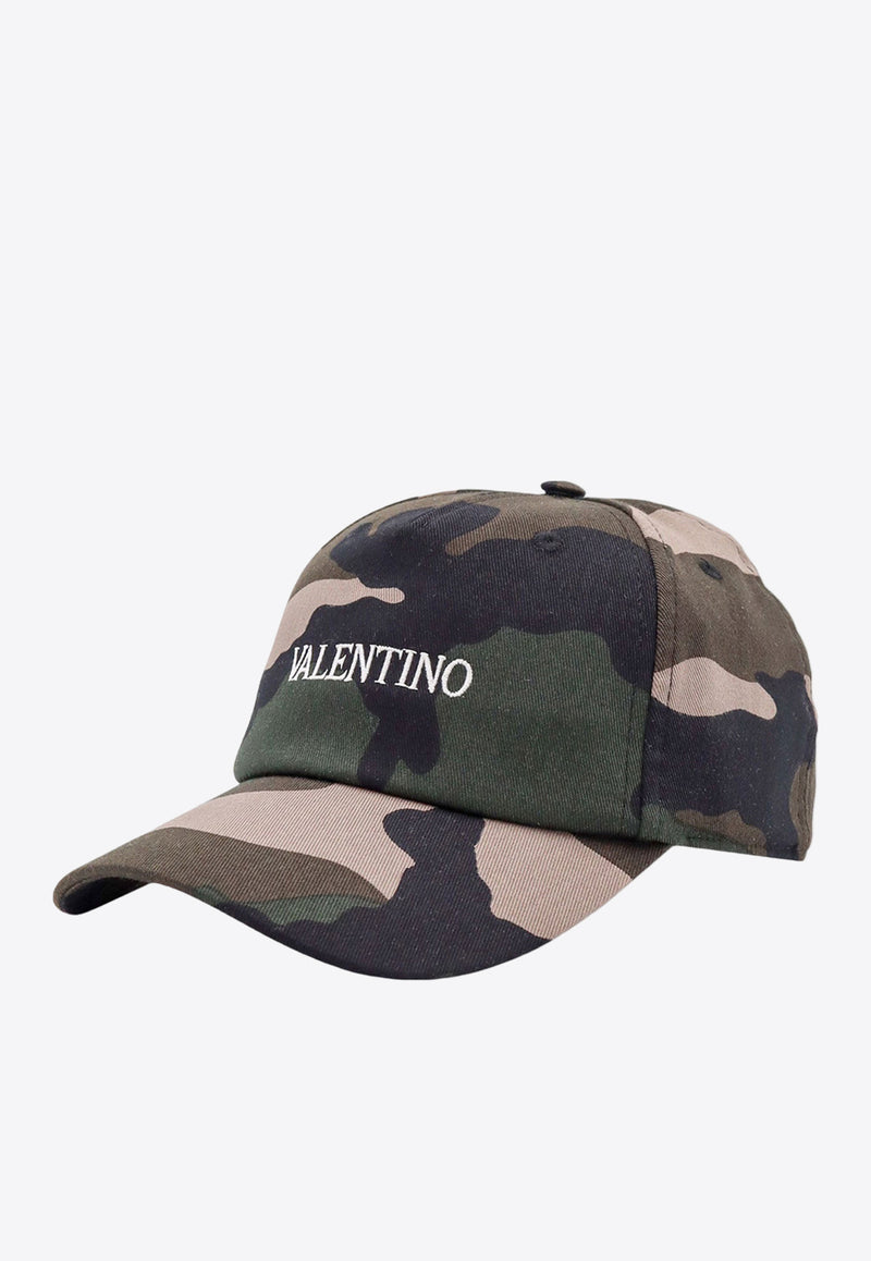 Valentino Camouflage Logo Baseball Cap Green 5Y2HDA41YJB_ZCB