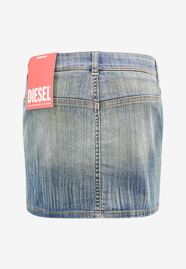 Diesel Oval-D Logo Denim Mini Skirt Blue A114550CBCX_01