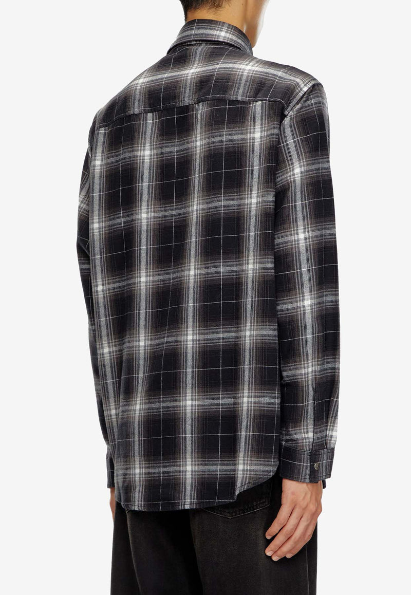 Diesel Simply Long-Sleeved Checked Shirt Black A146370PITX_9XX