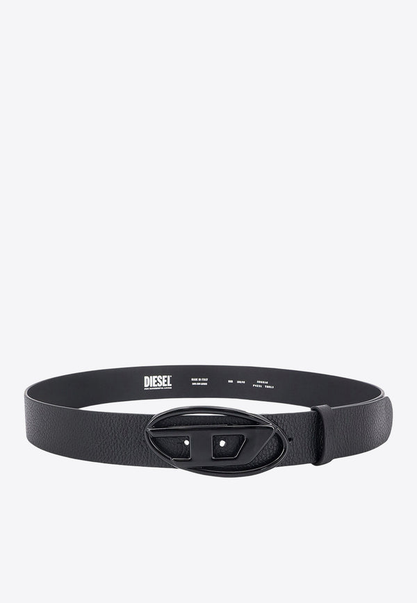 Diesel Logo Plaque Leather Belt Black X08516P4231_T8013