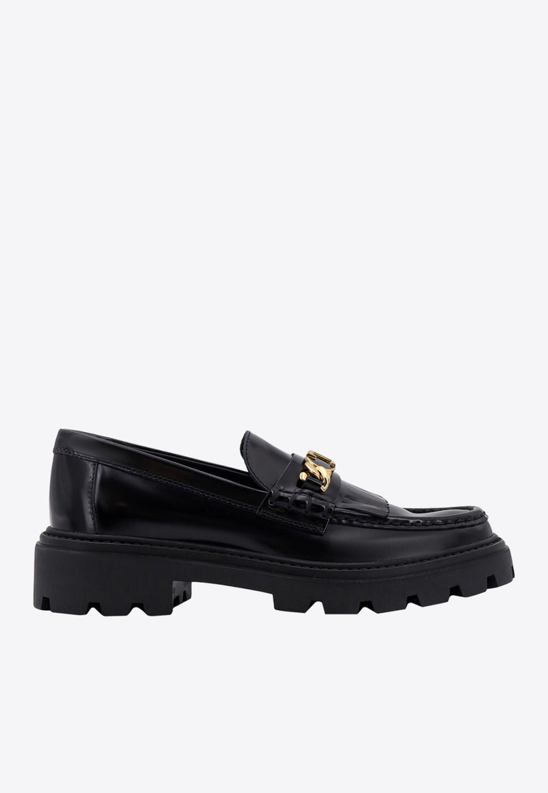 Tod
s Fringed Semi-Shiny Leather Loafers Black XXW08J0GF80SHA_B999