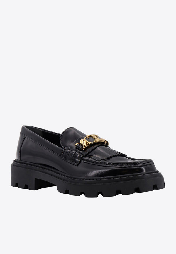 Tod
s Fringed Semi-Shiny Leather Loafers Black XXW08J0GF80SHA_B999