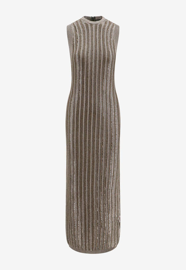 Tom Ford Slinky Wool-Blend Ribbed Maxi Dress Green ACK524YAX749_FG181