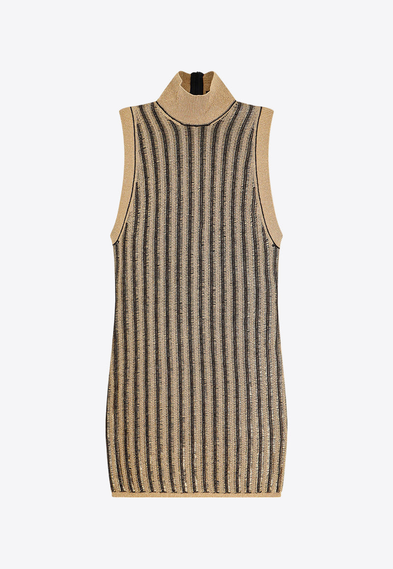 Tom Ford High-Neck Ribbed Mini Dress Gold ACK527YAX749_XLBGO