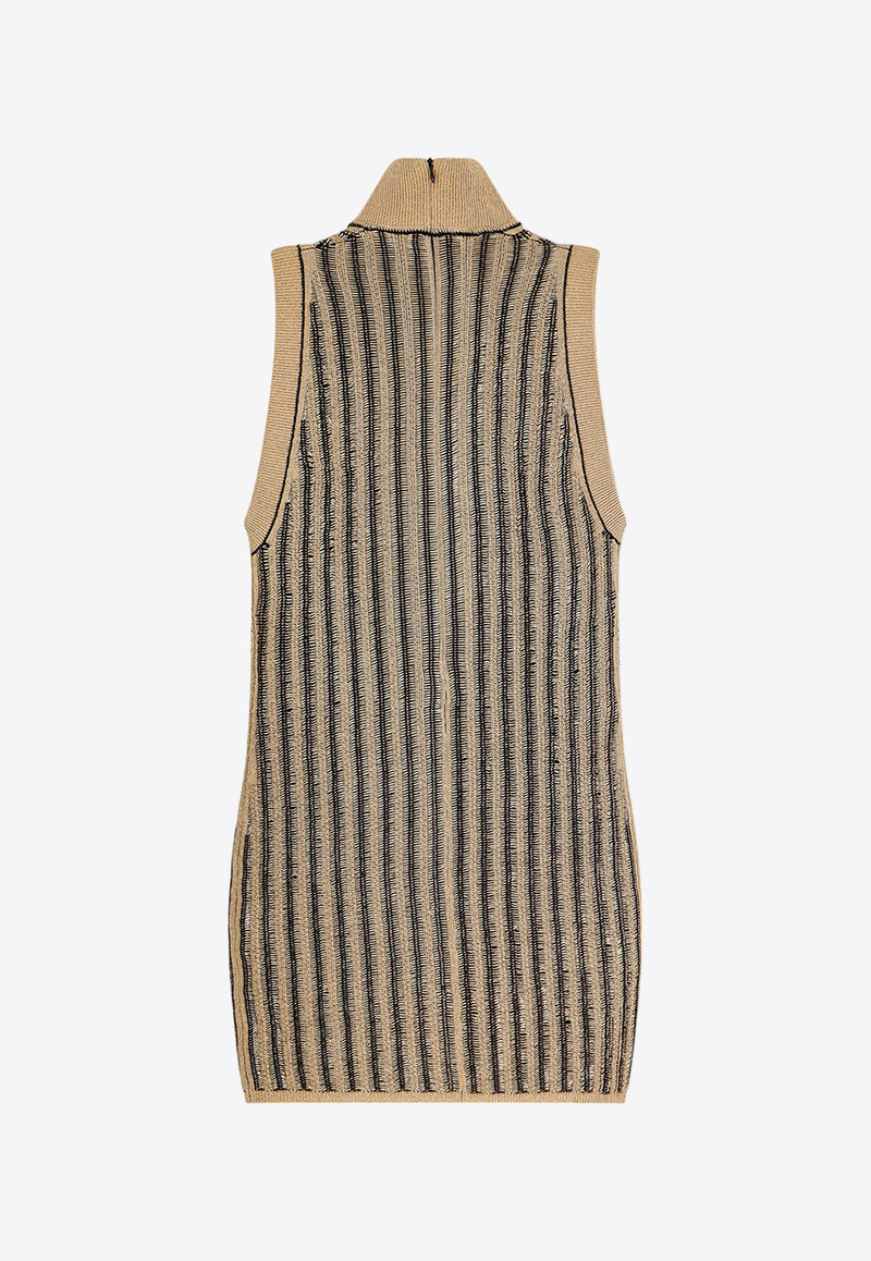 Tom Ford High-Neck Ribbed Mini Dress Gold ACK527YAX749_XLBGO