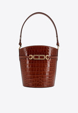 Tom Ford Medium Whitney Croc-Embossed Leather Bucket Bag Brown L1802LCL395X_1B056