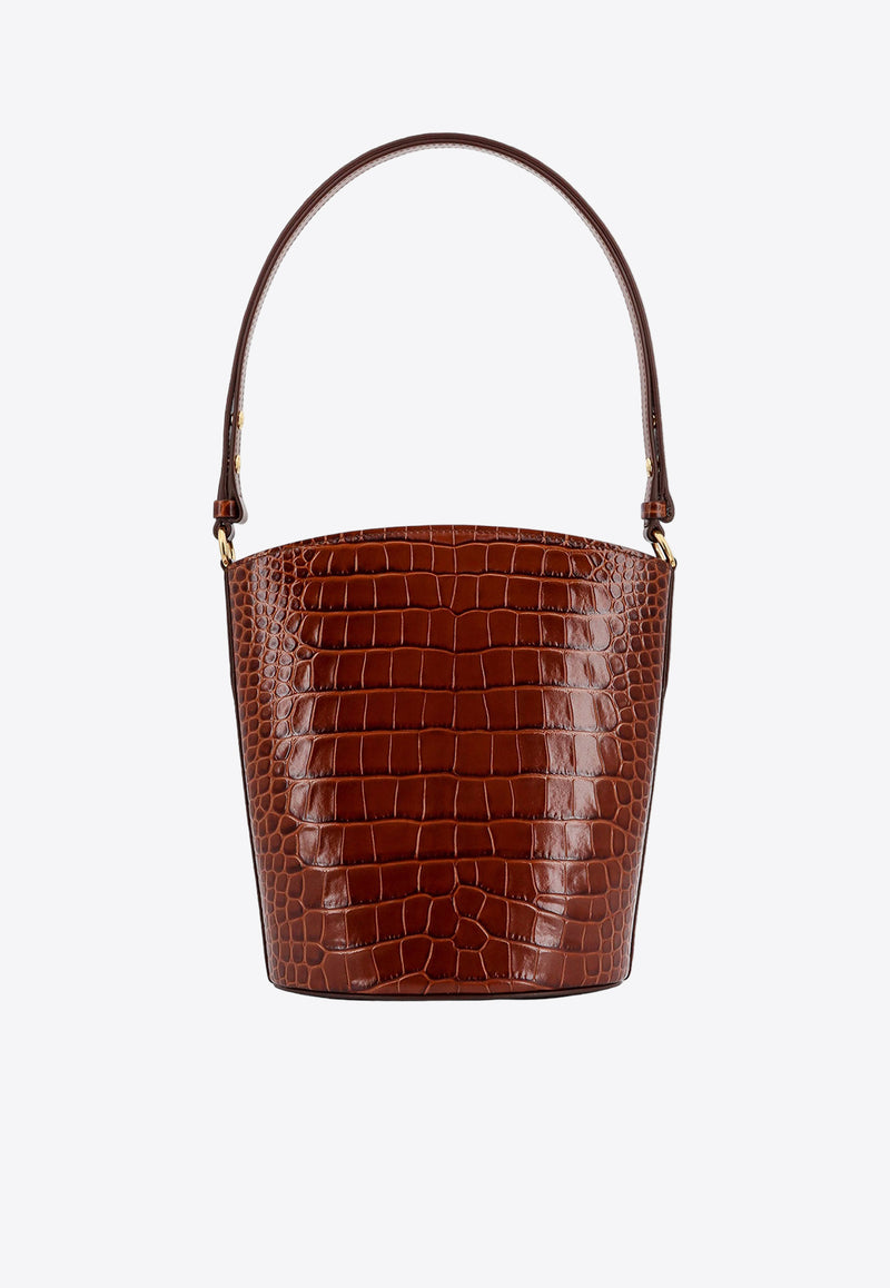 Tom Ford Medium Whitney Croc-Embossed Leather Bucket Bag Brown L1802LCL395X_1B056