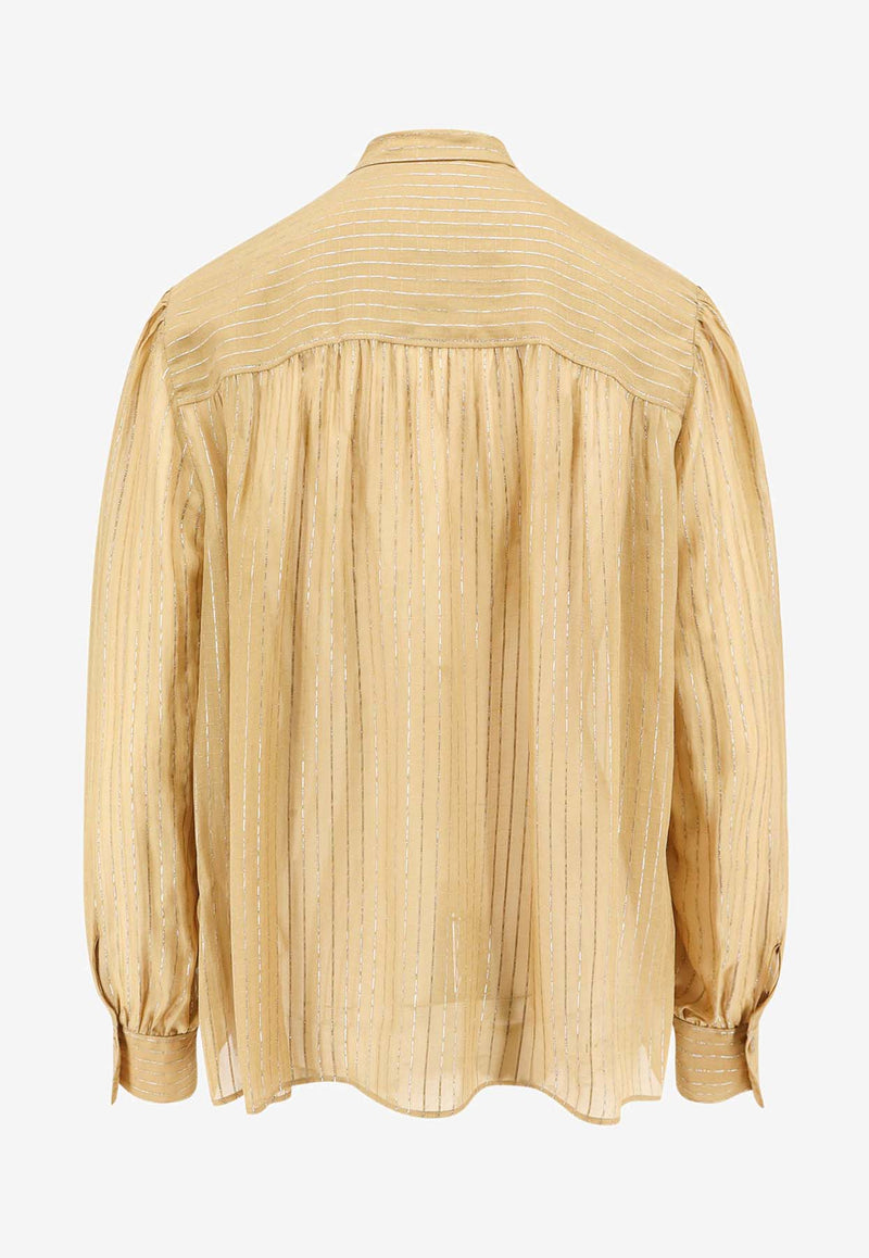 Chloé Lurex Silk Blouse Beige C24AHT7001_736